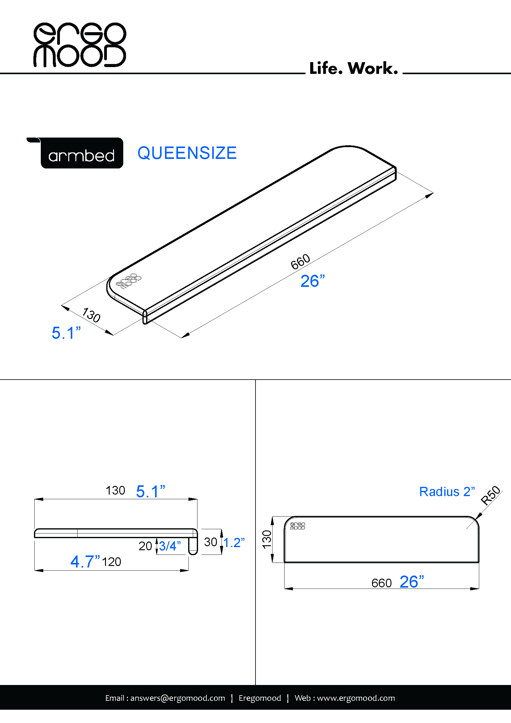 Armbett-Handgelenkstütze Queensize
