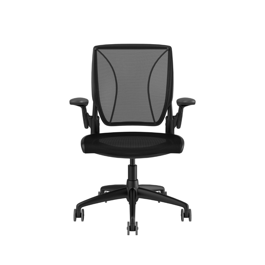 Humanscale World Chair Full Mesh Black - Adjustable Arms, soft casters
