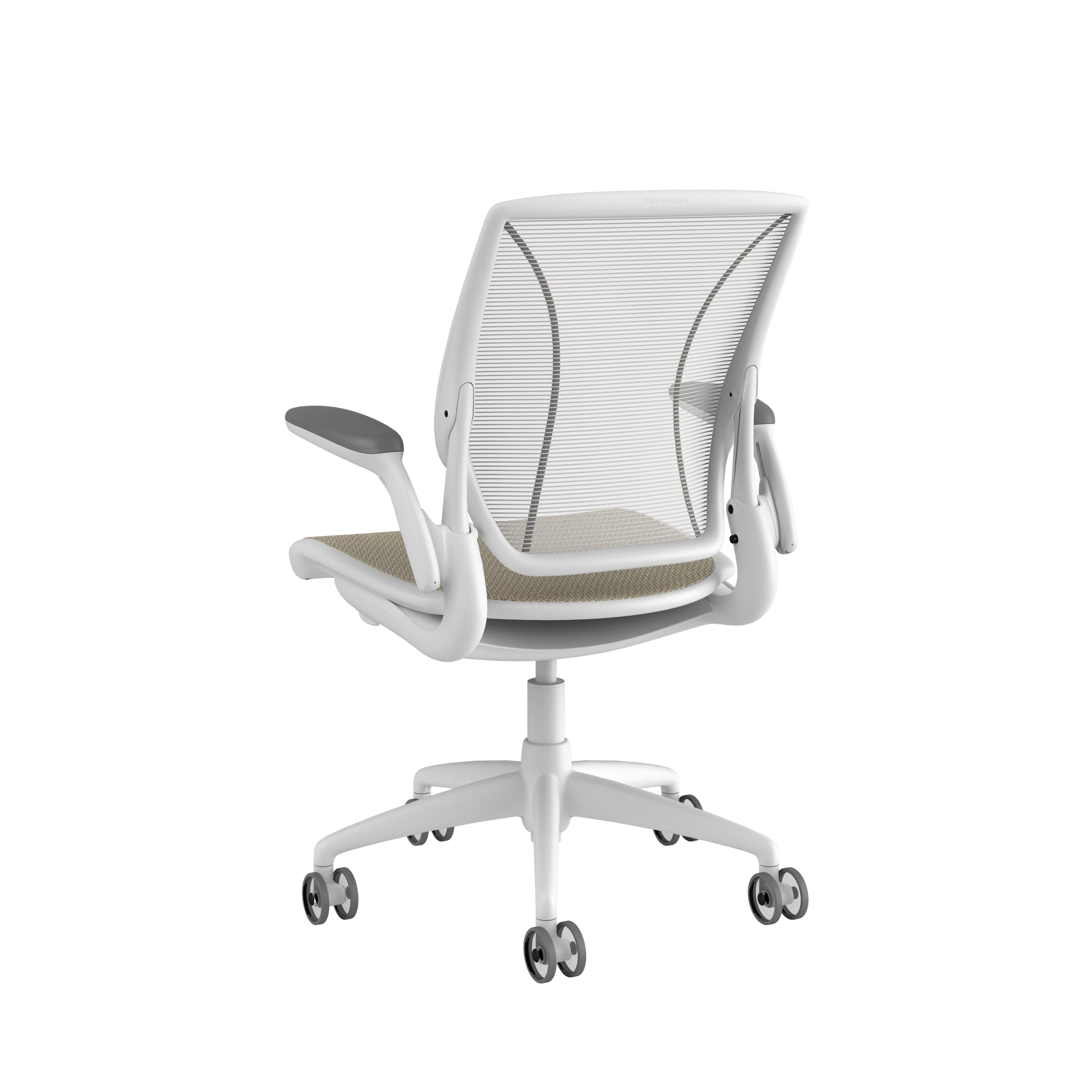 Humanscale World Chair White -Adj. Arms, soft casters, fabric seat