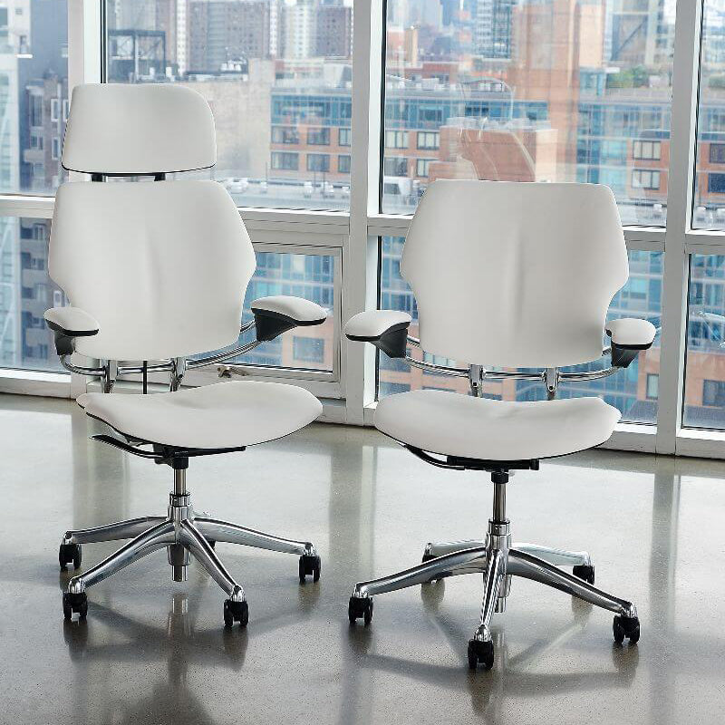 Humanscale Freedom Headrest Premium White Leather Chair – Open Box